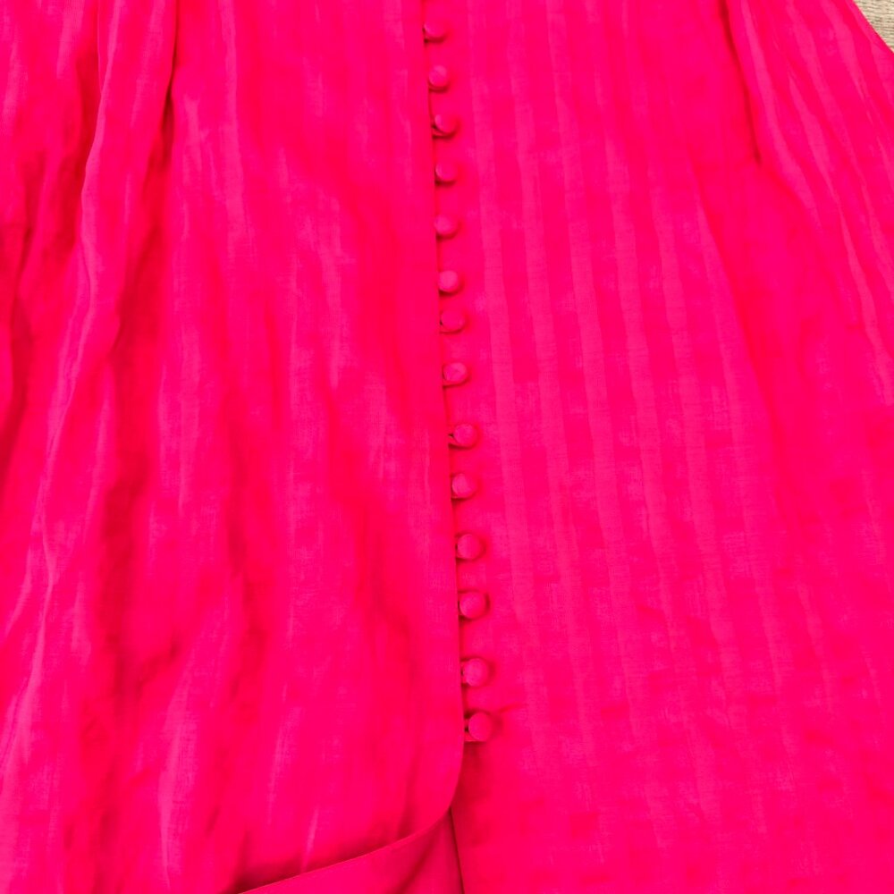 Cult Gaia Simona dress bright pink linen blend off shoulder puff sleeve sz 6 P17 - Picture 11 of 16